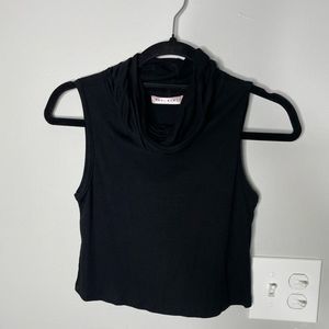 American Threads black tank top cowl neck turtle neck with built in face mask